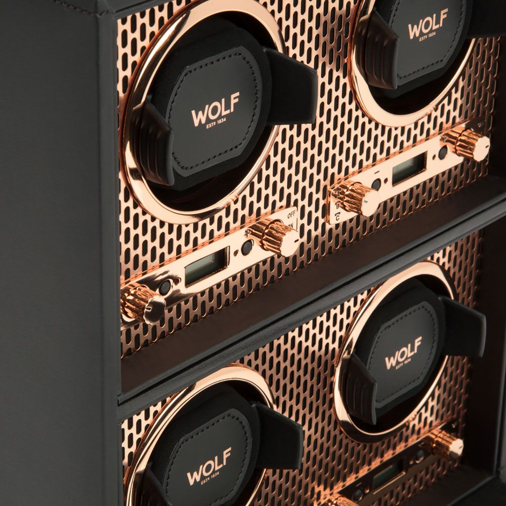 WOLF Axis Copper Metal Plated 4 Piece Watch Winder 469516