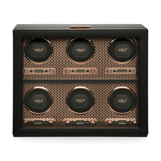 WOLF Axis Copper Metal Plated 6 Piece Watch Winder 469616