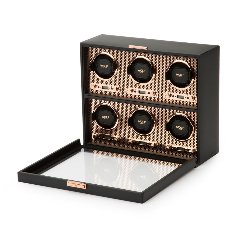 WOLF Axis Copper Metal Plated 6 Piece Watch Winder 469616