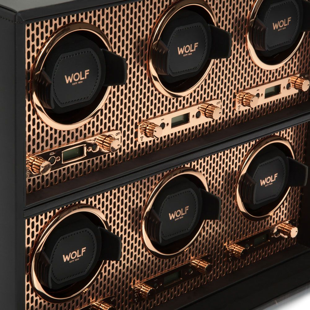 WOLF Axis Copper Metal Plated 6 Piece Watch Winder 469616