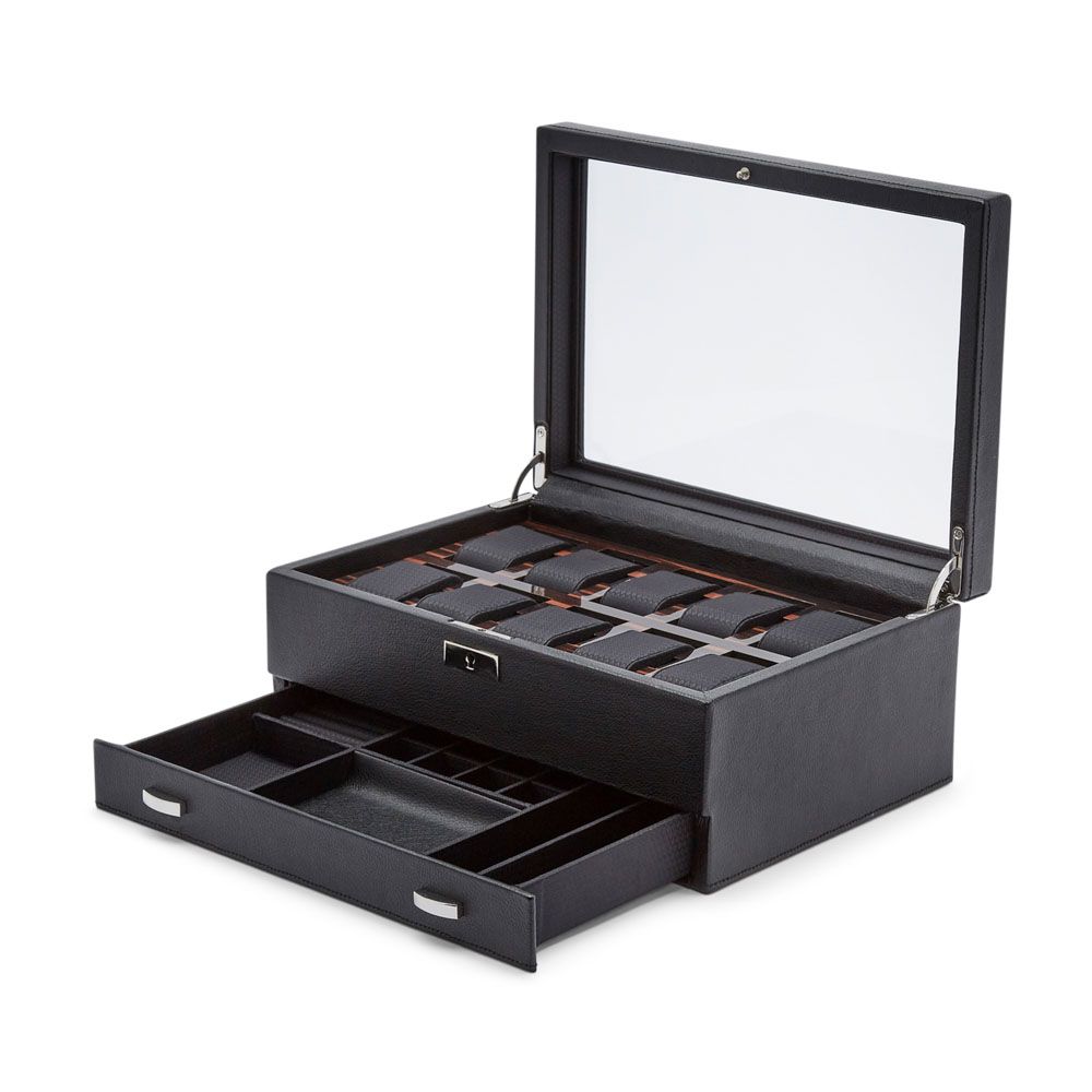 WOLF Roadster 10 Piece Watch Box With Drawer 477656