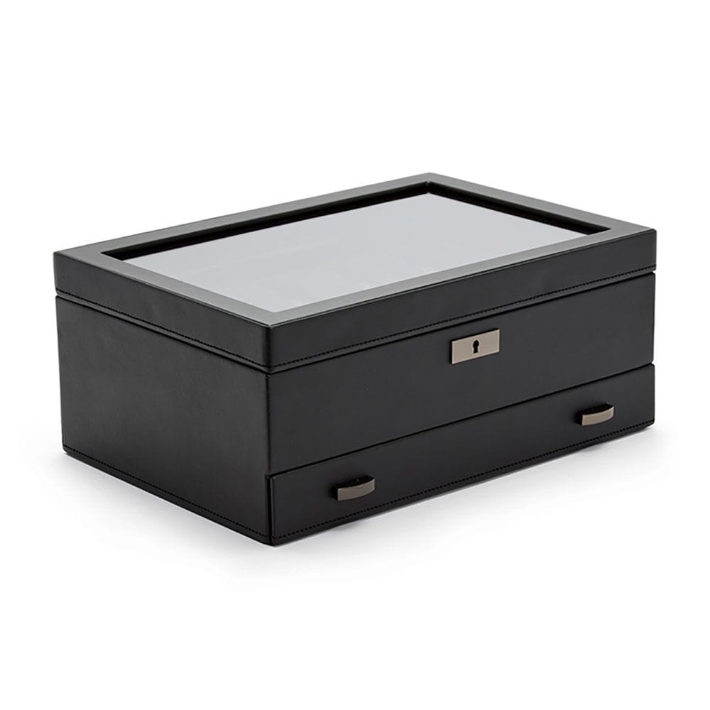 WOLF Axis 10 Piece Powder Coat Watch Box With Drawer 488203