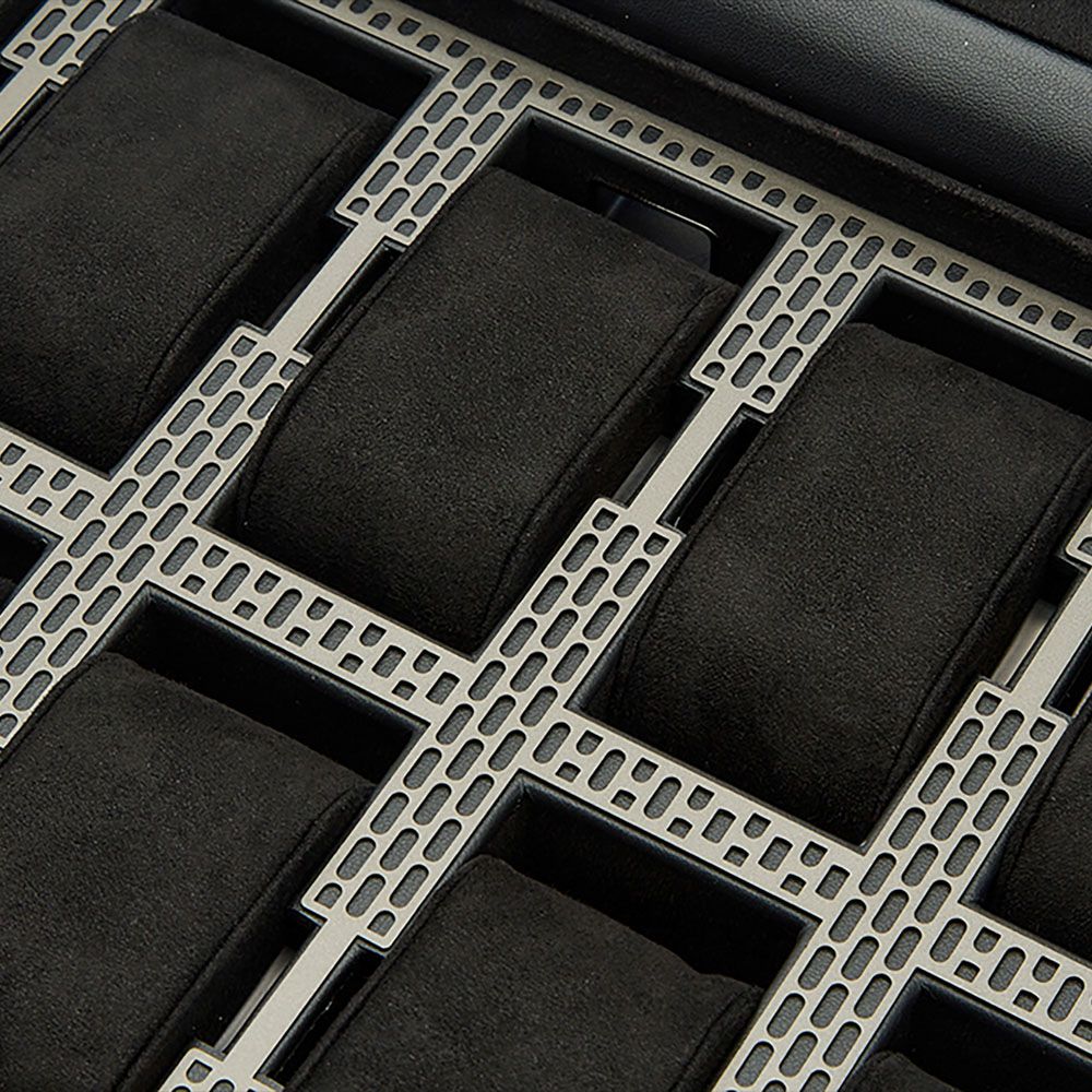 WOLF Axis 10 Piece Powder Coat Watch Box With Drawer 488203