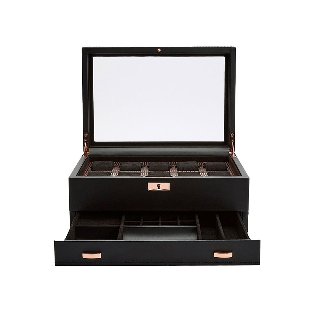 WOLF Axis 10 Piece Copper Watch Box With Drawer 488216