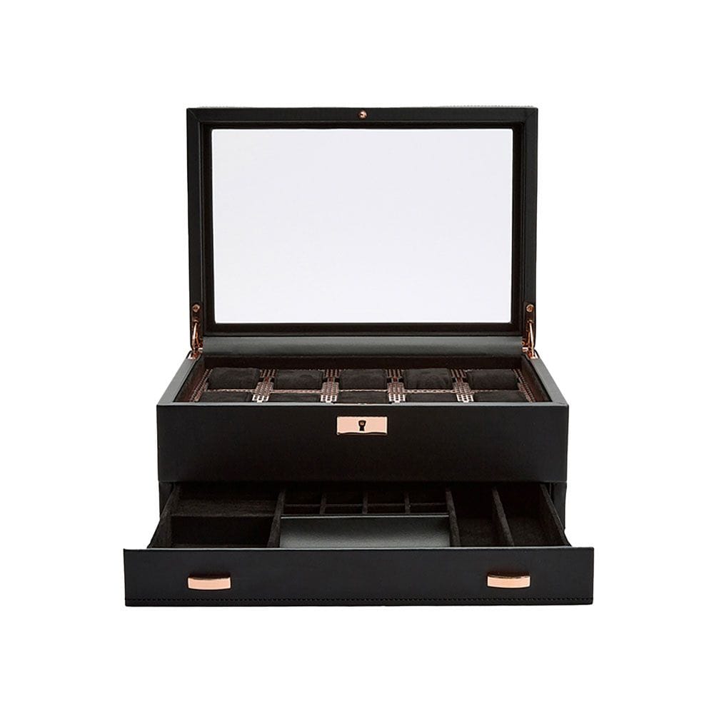 WOLF Axis 10 Piece Copper Watch Box With Drawer 488216