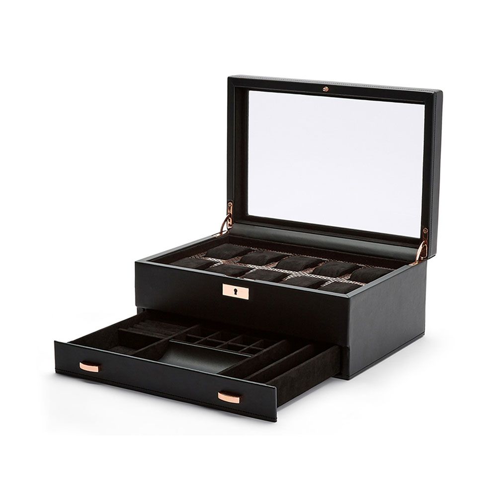 WOLF Axis 10 Piece Copper Watch Box With Drawer 488216