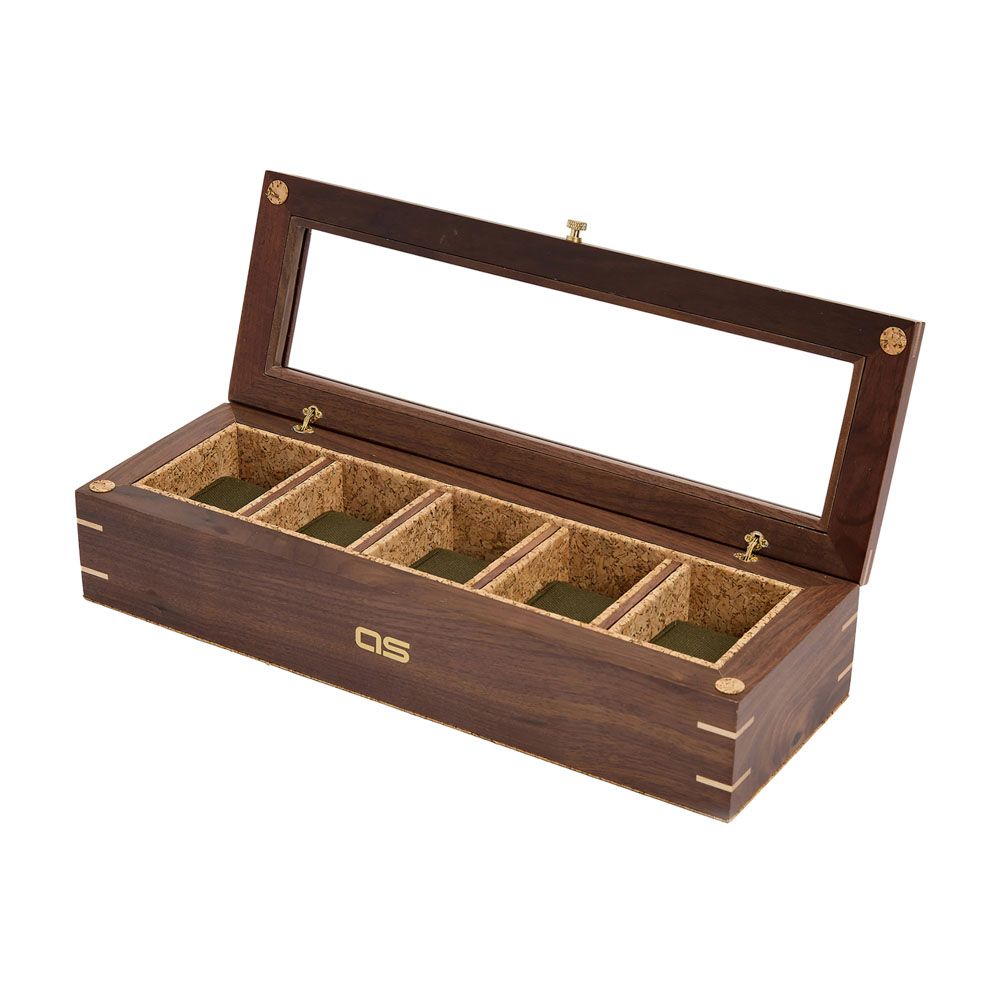 WOLF Analog/Shift Flatiron II 5 Piece Walnut Watch Box 710212