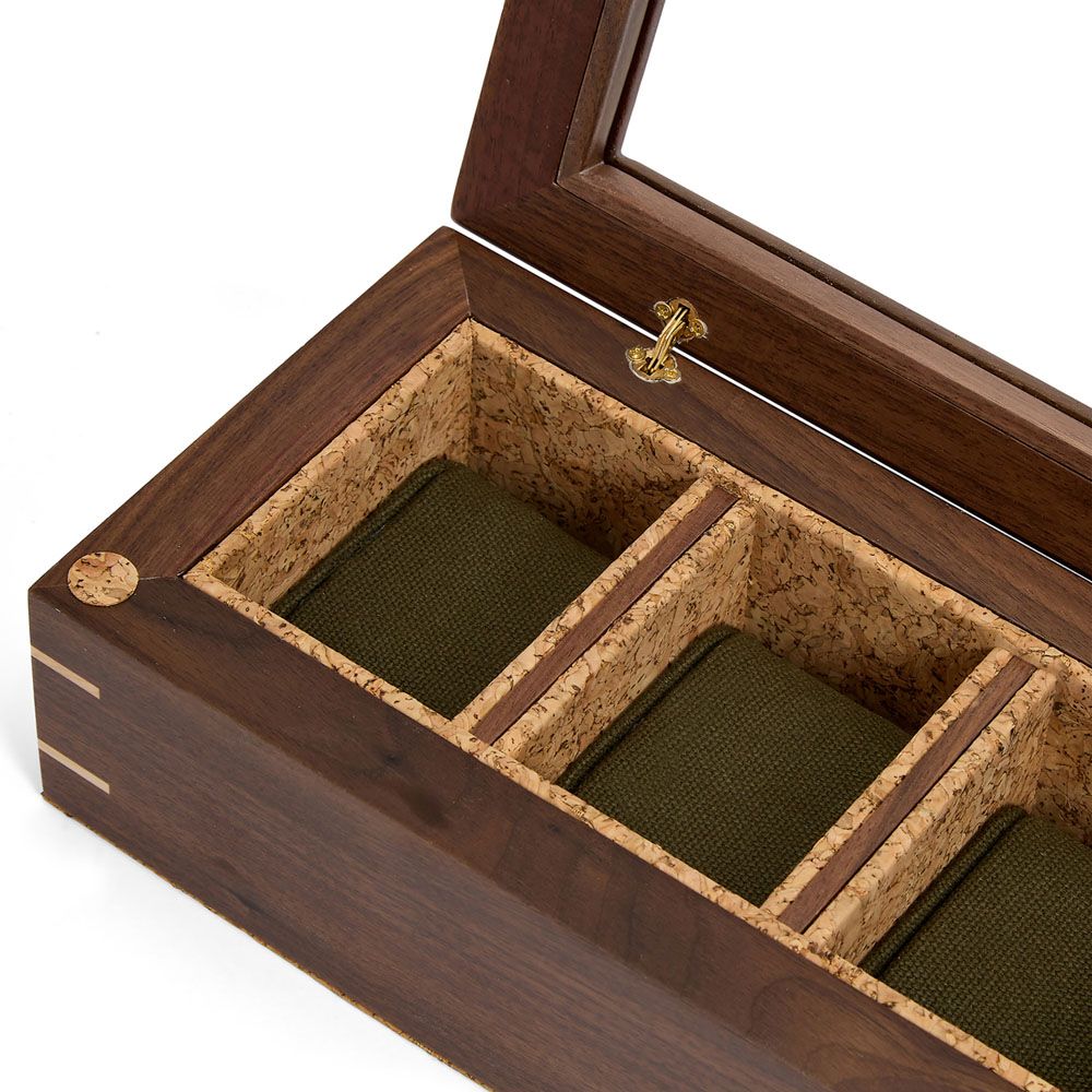 WOLF Analog/Shift Flatiron II 5 Piece Walnut Watch Box 710212
