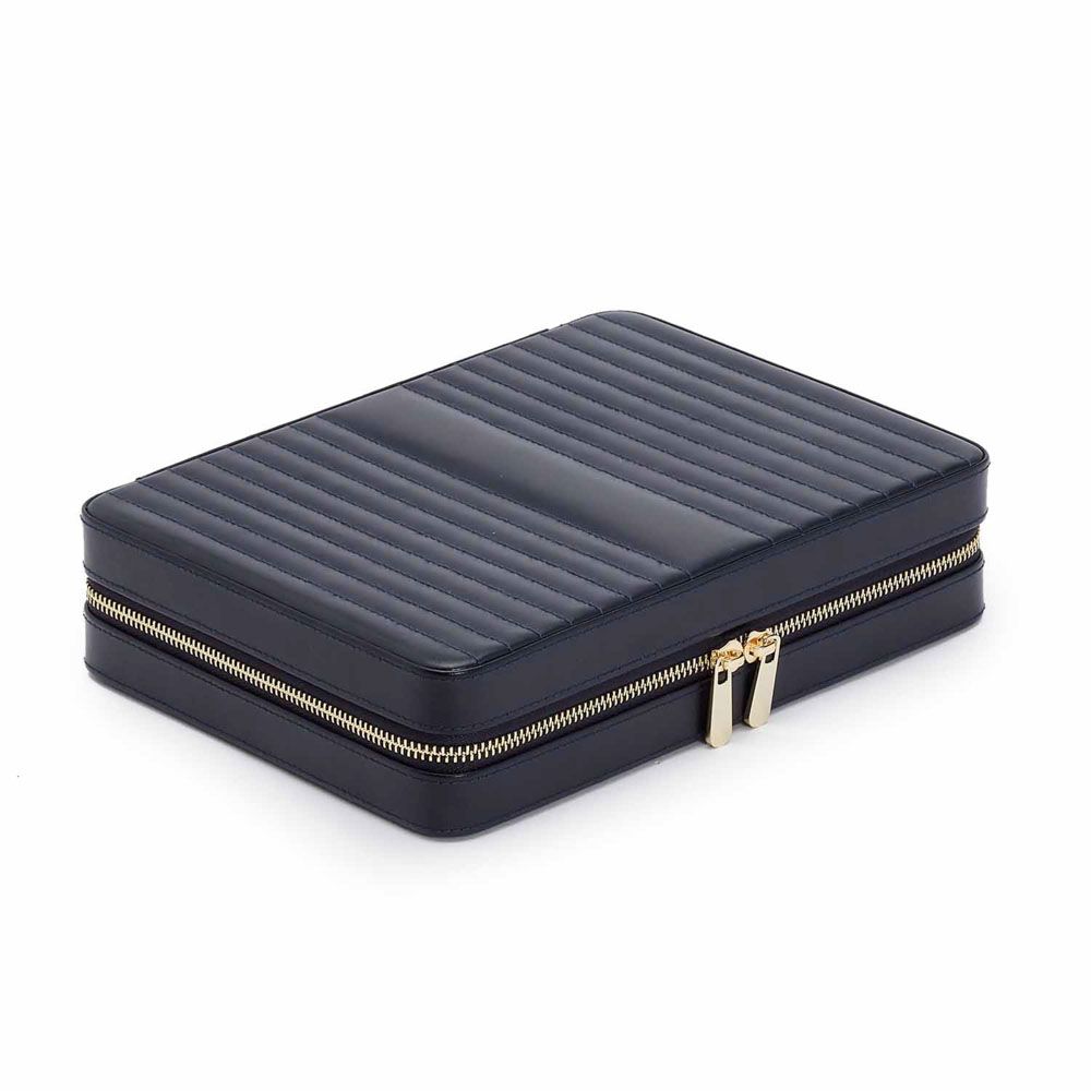 WOLF Maria Large Jewelry Zip Case Navy 766117