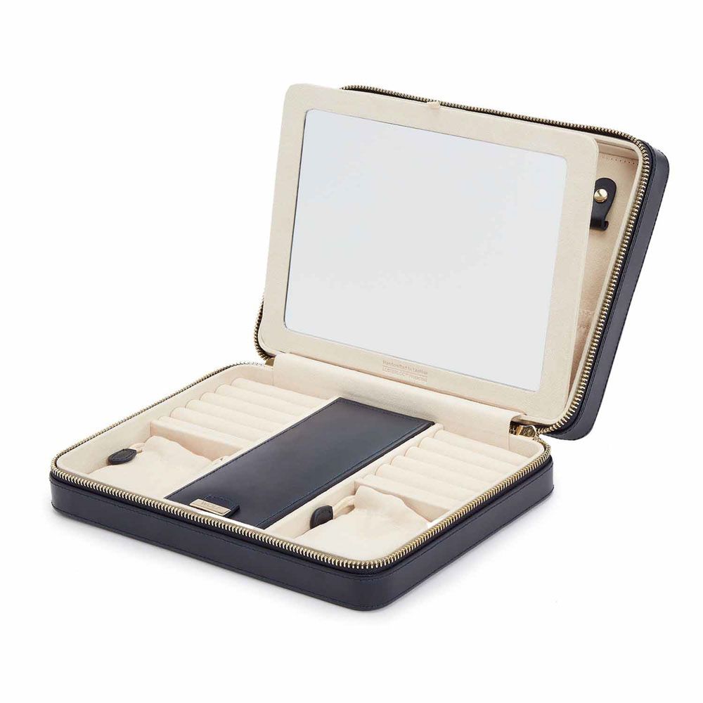 WOLF Maria Large Jewelry Zip Case Navy 766117