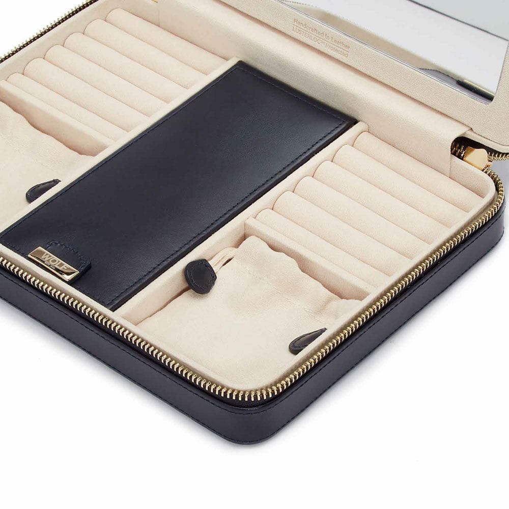 WOLF Maria Large Jewelry Zip Case Navy 766117