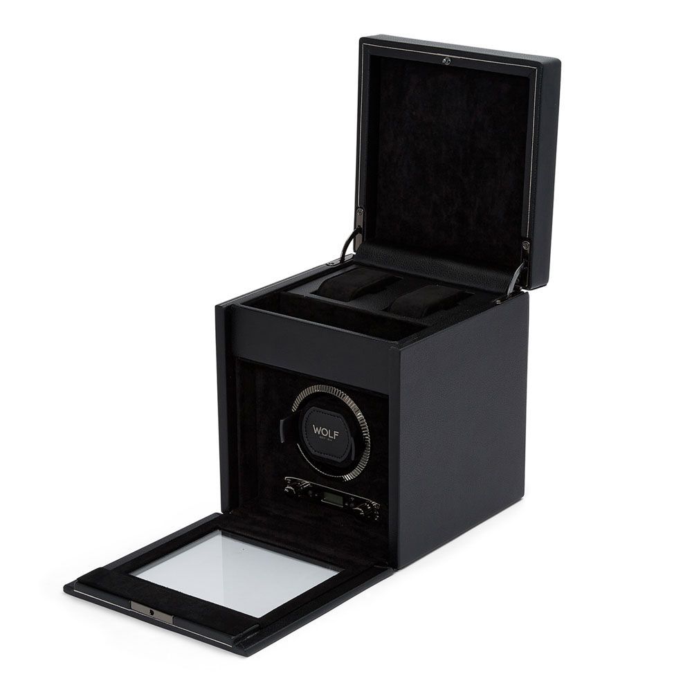 WOLF British Racing Black Single Watch Winder with Storage 792102