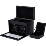 WOLF British Racing Black Double Watch Winder with Storage 792202