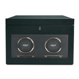 WOLF British Racing Green Double Watch Winder with Storage 792241