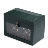 WOLF British Racing Green Double Watch Winder with Storage 792241