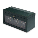 WOLF British Racing Green Triple Watch Winder with Storage 792341