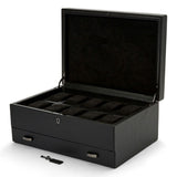WOLF British Racing 10 Piece Watch Box With Storage Black 792802