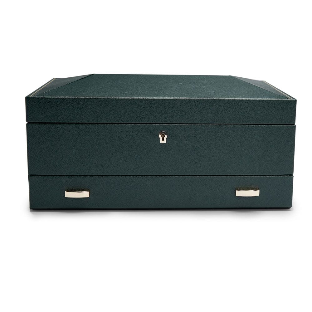 WOLF British Racing Green 10 Piece Watch Box With Storage 792841