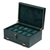 WOLF British Racing Green 10 Piece Watch Box With Storage 792841