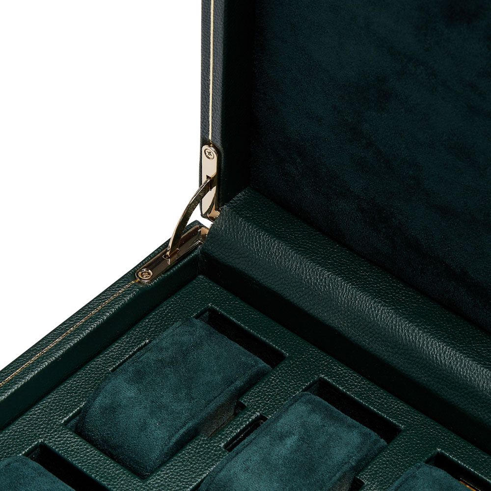 WOLF British Racing Green 10 Piece Watch Box With Storage 792841