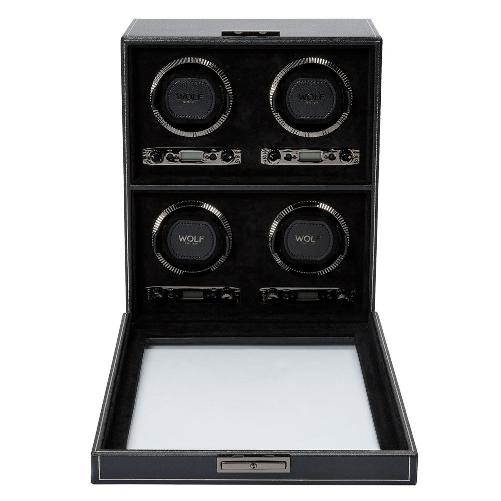 WOLF British Racing Black 4 Piece Watch Winder 793002