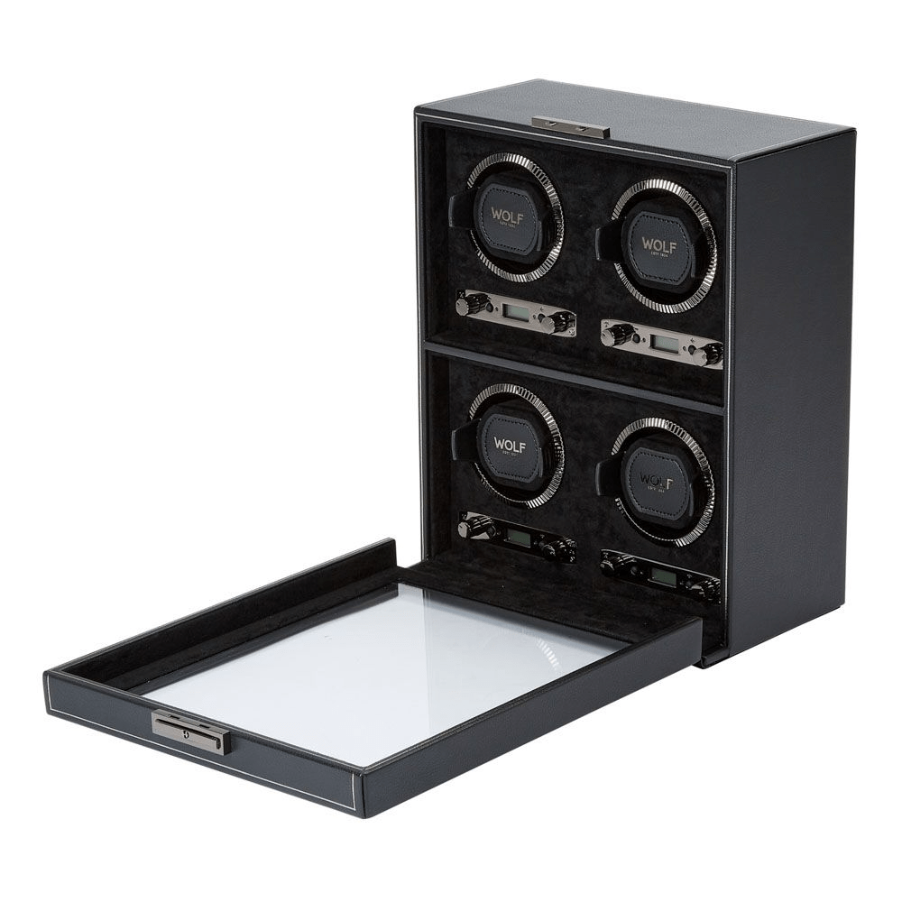WOLF British Racing Black 4 Piece Watch Winder 793002