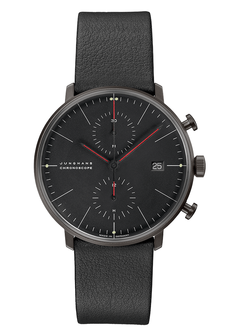 Junghans Max Bill Chronoscope Bauhaus 40mm Matt Black Dial Men's Watch 27/4409.02