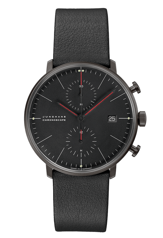 Junghans Max Bill Chronoscope Bauhaus 40mm Matt Black Dial Men's Watch 27/4409.02