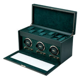 WOLF British Racing Green Triple Watch Winder with Storage 792341