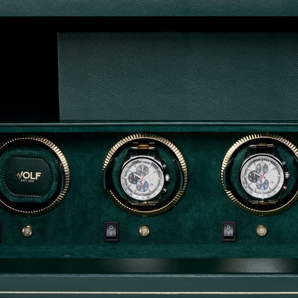 WOLF The Den 4 Piece Watch Winder Safe Green 430441
