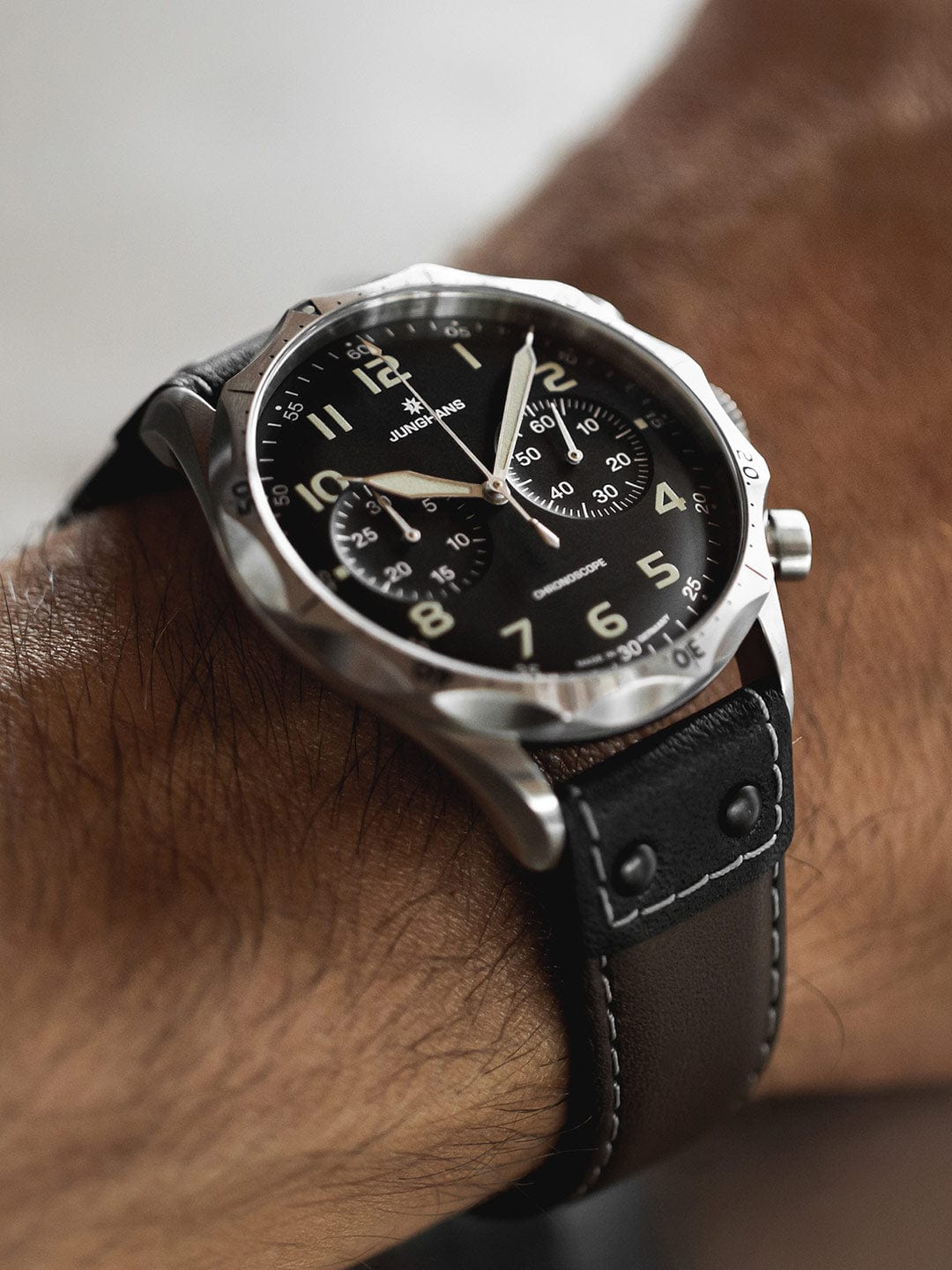 Junghans Pilot Chronoscope 43.3mm Black Dial Men's Watch 27/3591.00