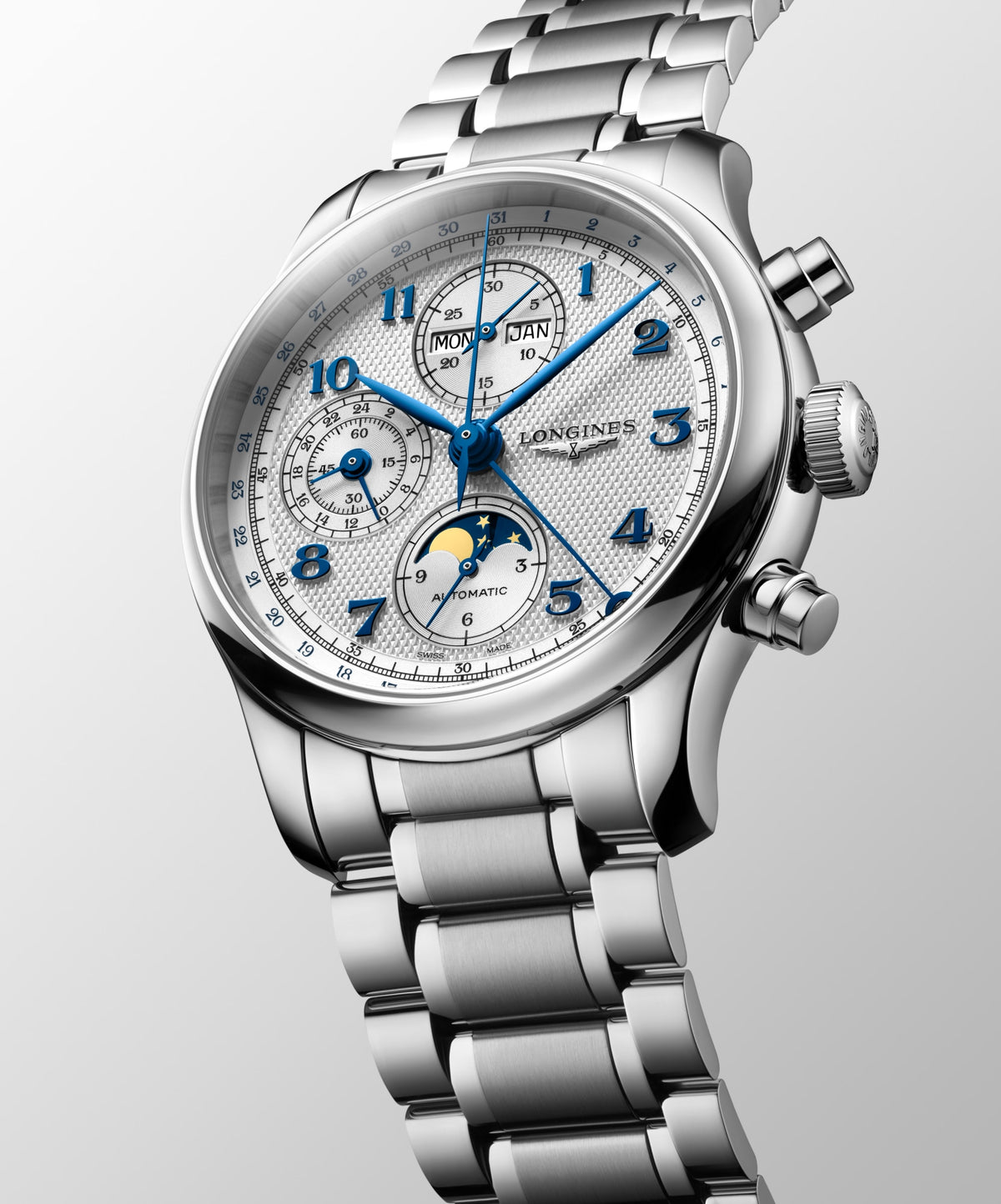 Longines Master Collection Chronograph Moonphase 41mm Silver Dial Men's Watch L29624736