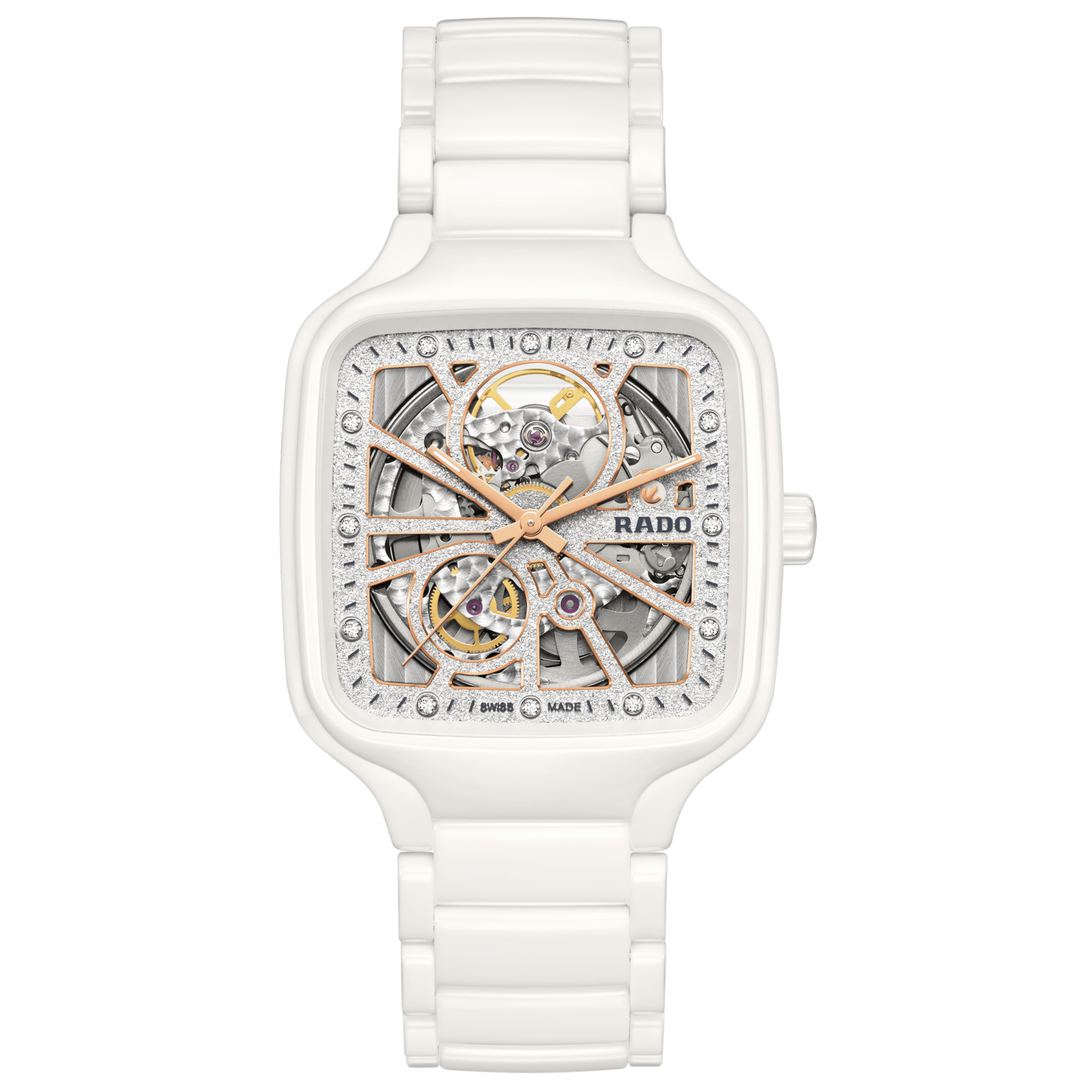 RADO True Square Automatic Open Heart Sparkling 38mm Rhodium Dial Men's Watch R27073722