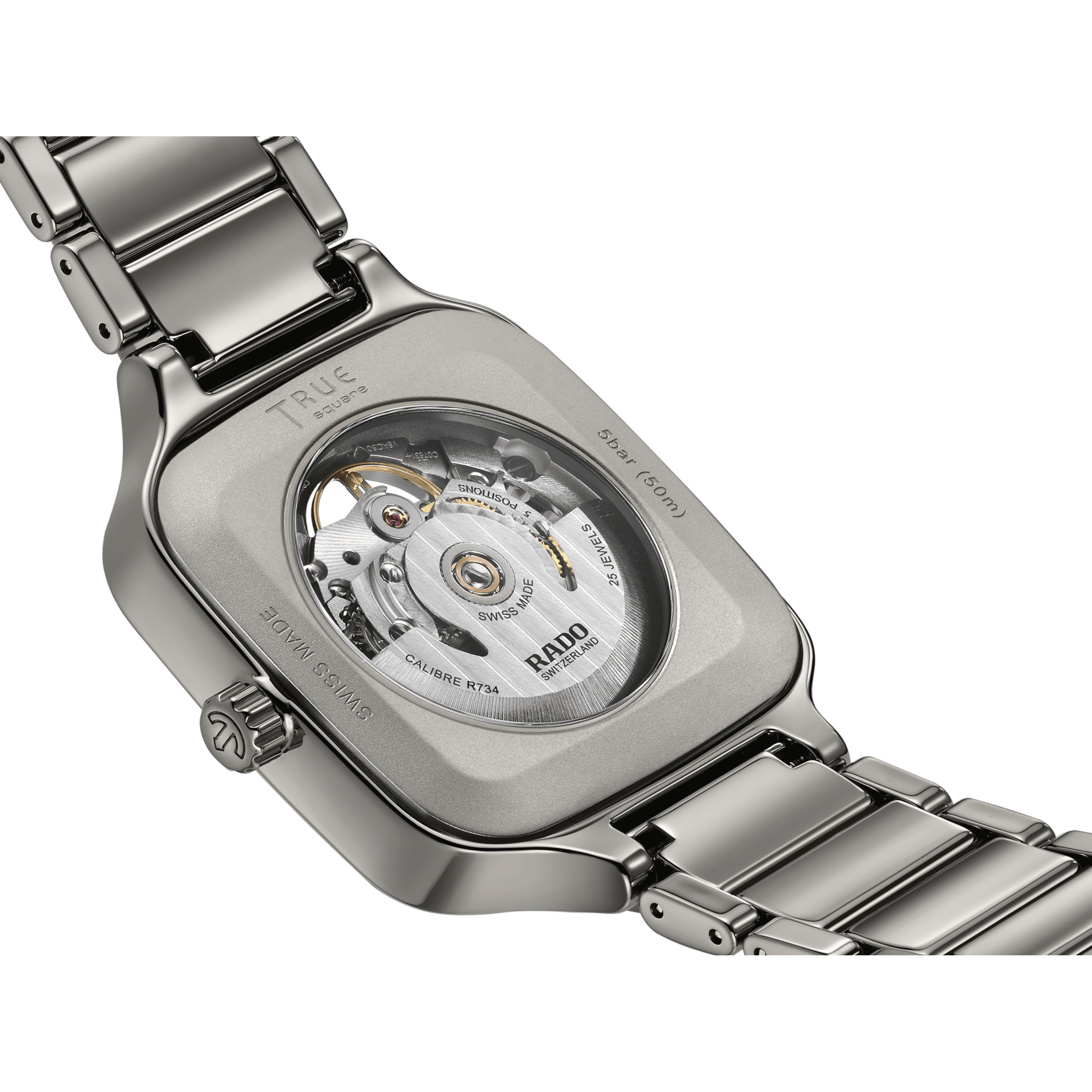 RADO True Square Automatic Open Heart Sparkling 38mm Rhodium Dial Men's Watch R27083722