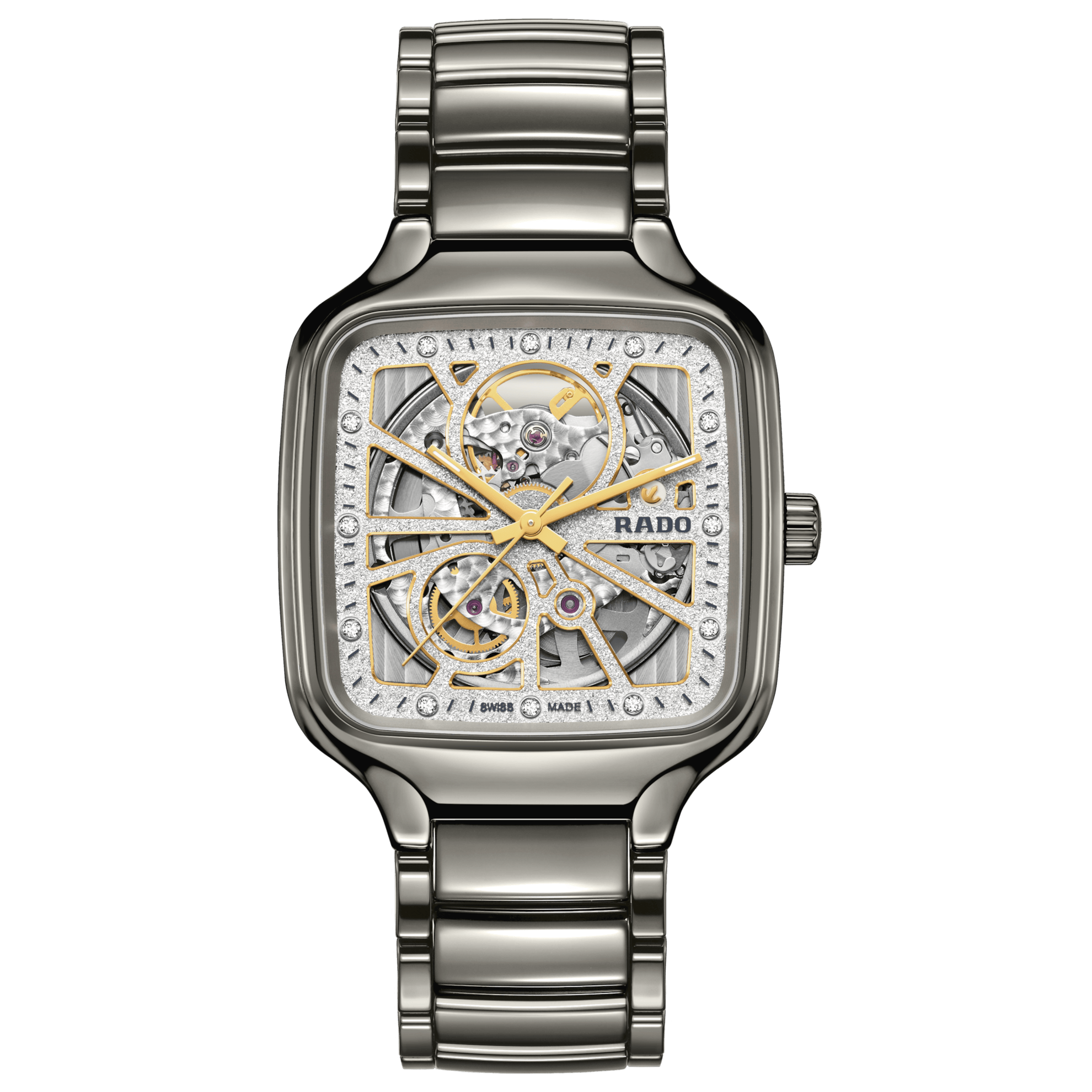 RADO True Square Automatic Open Heart Sparkling 38mm Rhodium Dial Men's Watch R27083722