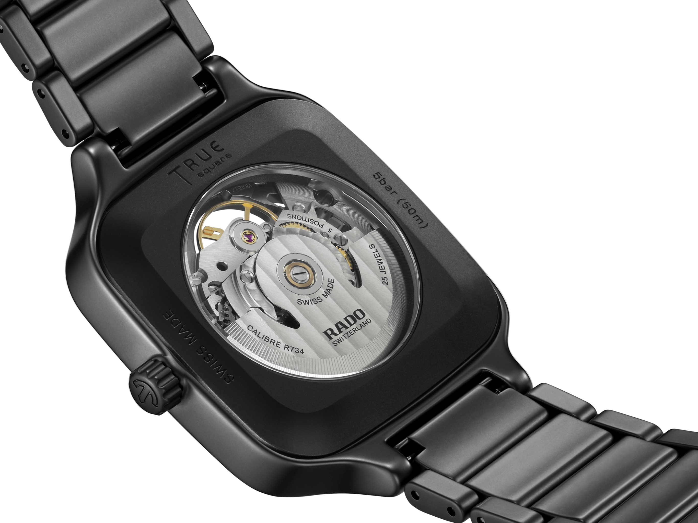 RADO True Square Automatic Skeleton 38mm Black Dial Men's Watch R27197152