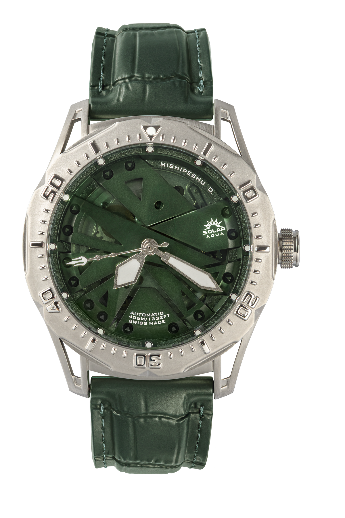 SOLAR AQUA Mishipeshu O. Green Croco 40mm Green Dial Men's Watch SA0050.0023.C