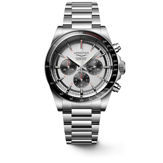 Longines Conquest Chronograph 42mm Black-Silver Steel Men's Watch L38354726