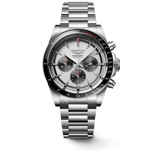 Longines Conquest Chronograph 42mm Black-Silver Steel Men's Watch L38354726