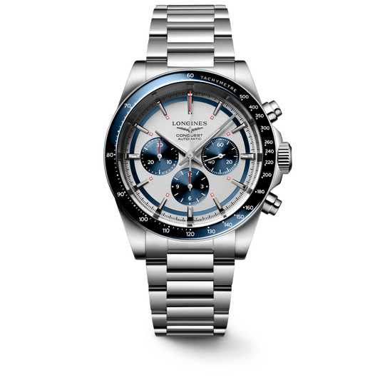 Longines Conquest Chronograph 42mm Blue-Silver Steel Men's Watch L38354986