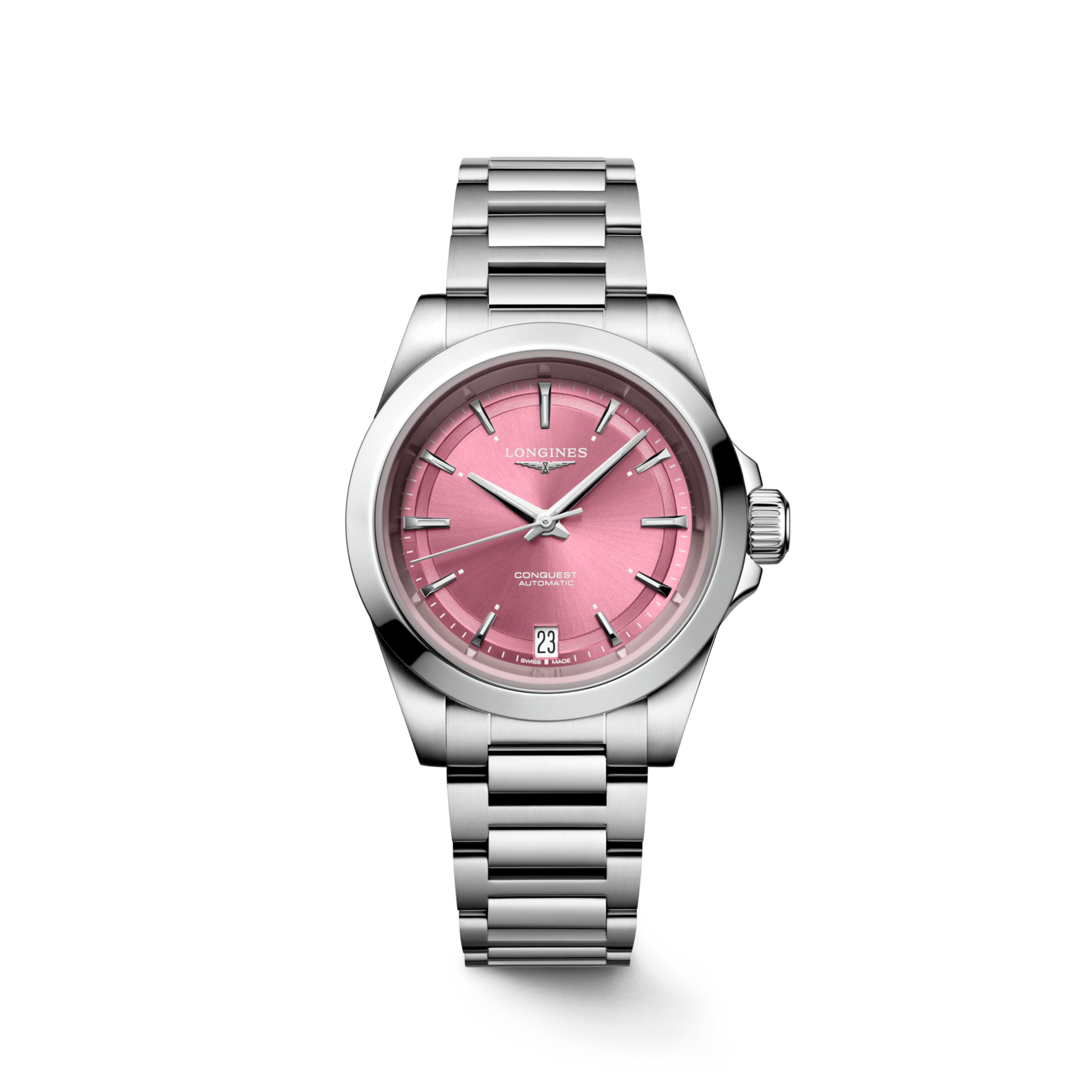 Longines Conquest 34mm Pink Dial Steel Women's Watch L34304996