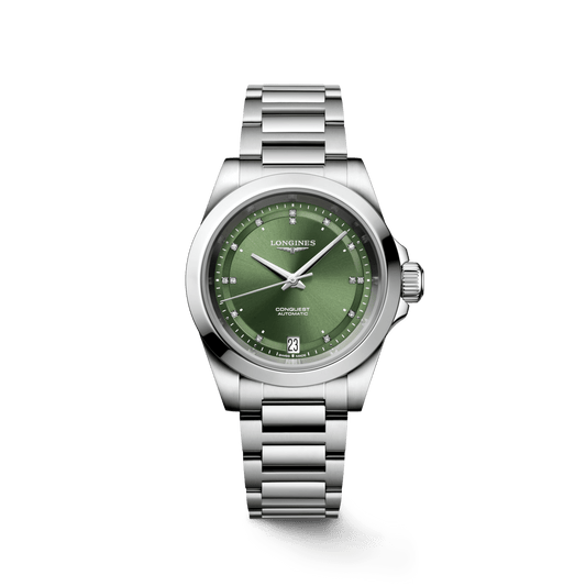 Longines Conquest Diamonds 34mm Green Dial Steel Women's Watch L34304076