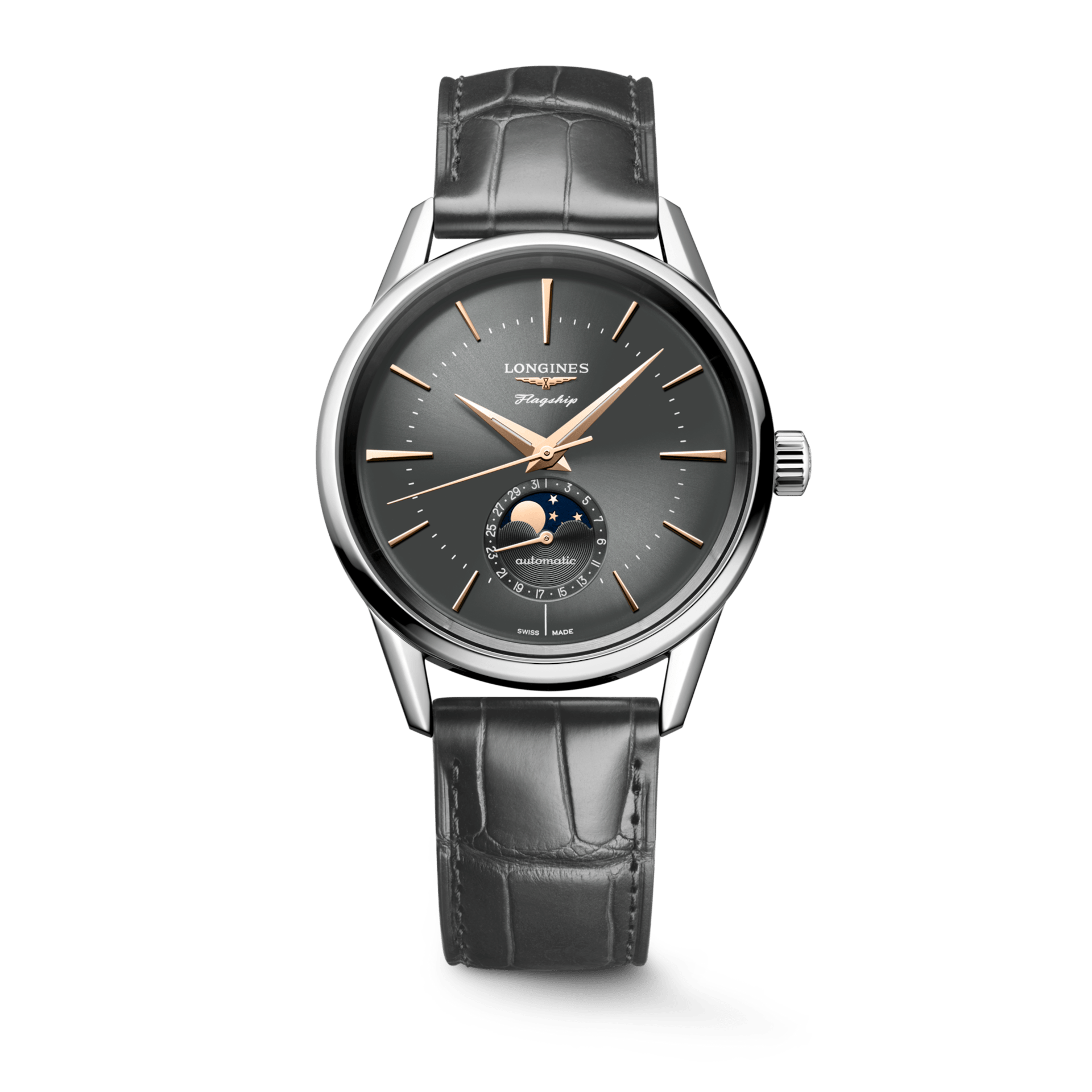 Longines Flagship Heritage 38.5mm Moonphase Anthracite Dial Men's Watch L48154522