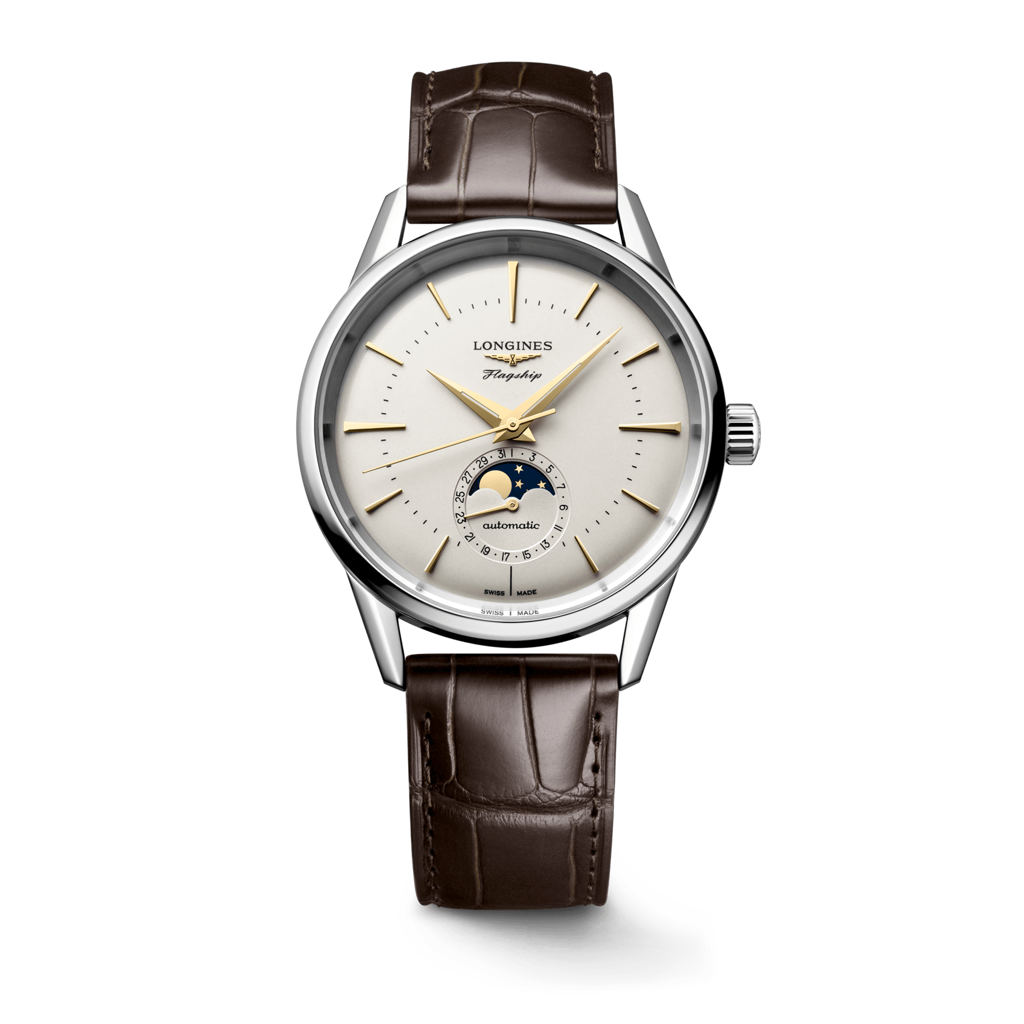 Longines Flagship Heritage Moonphase 38.5mm Silver Dial Men's Watch L48154782