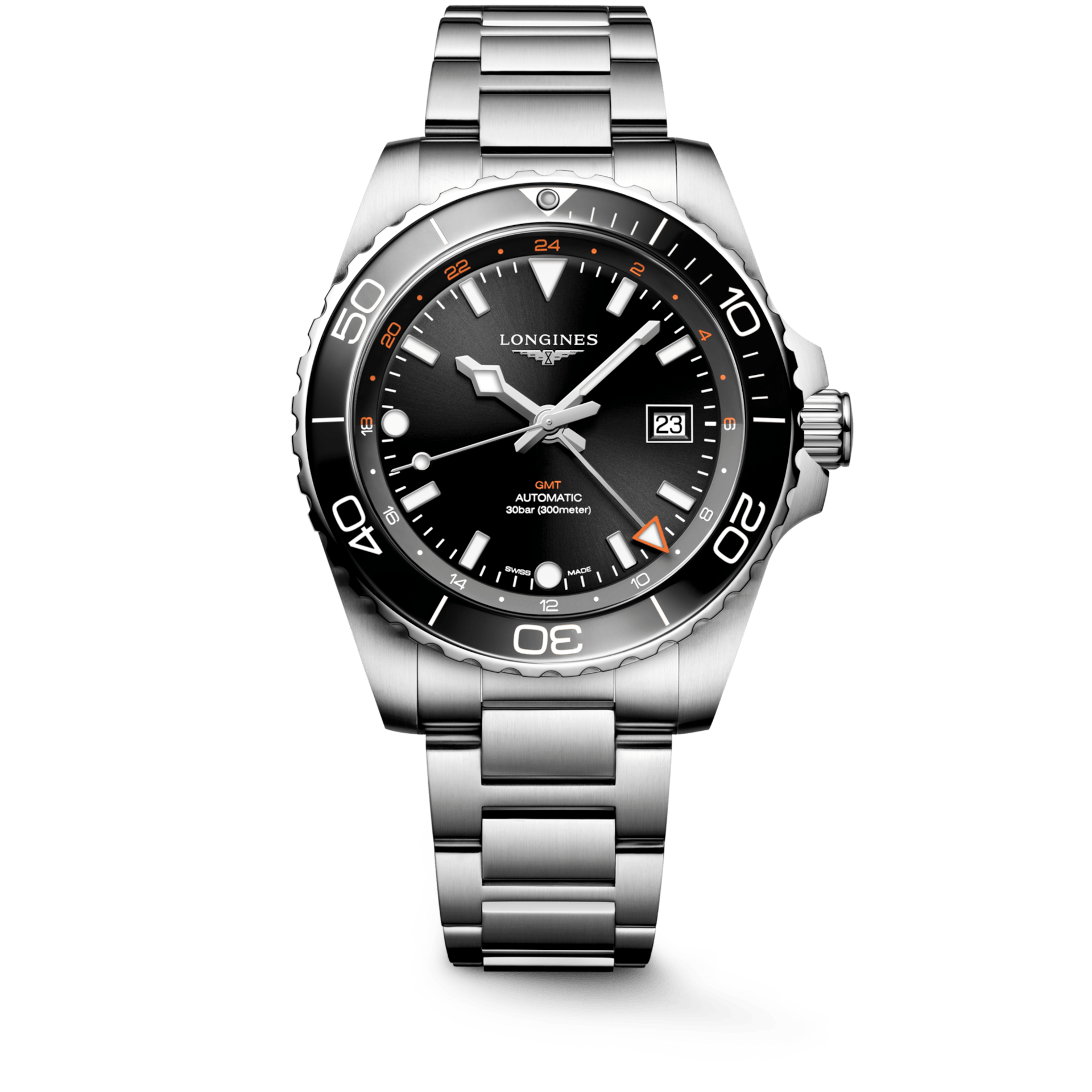 Longines HydroConquest GMT 43mm Black Dial Steel Men's Watch L38904566