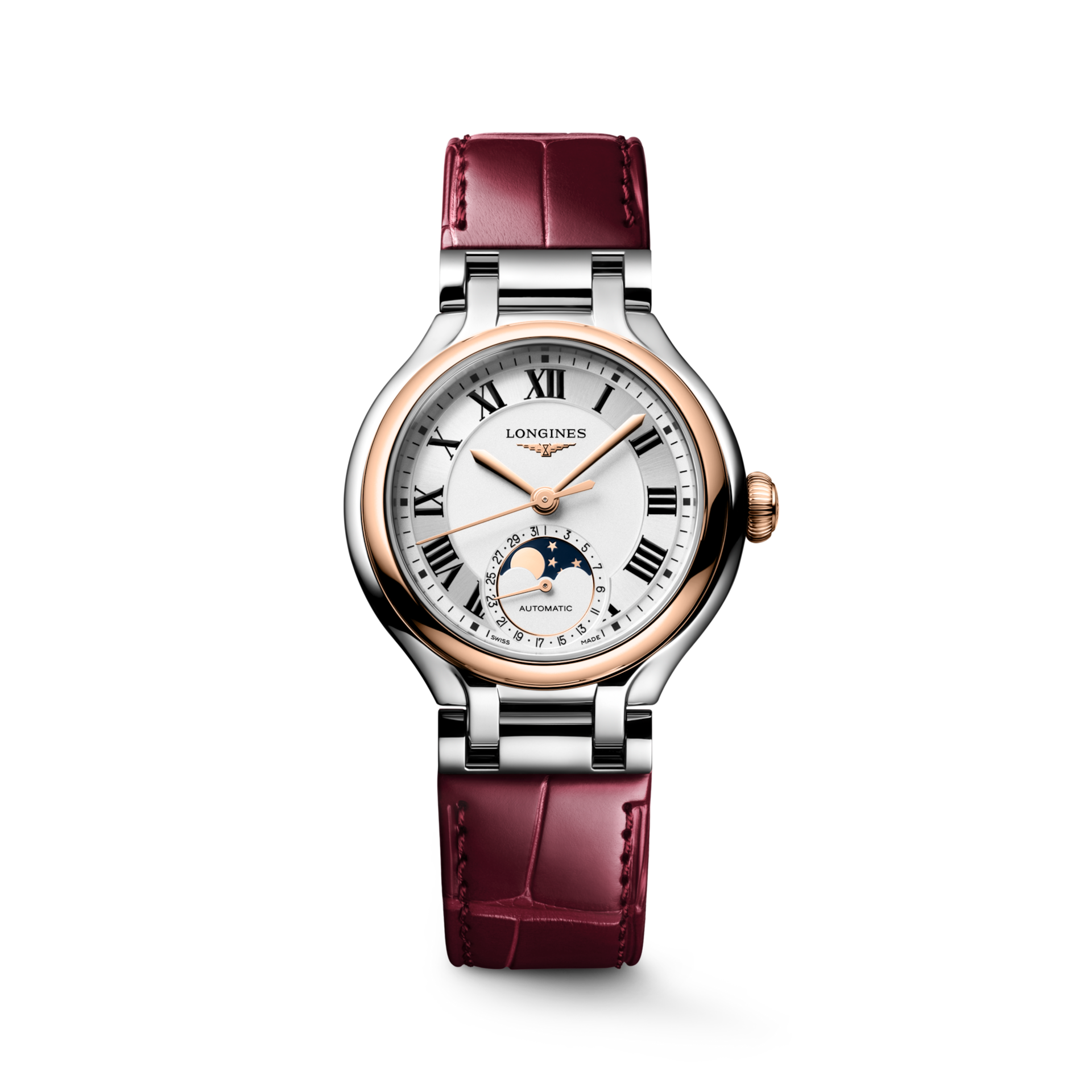 Longines PrimaLuna Moonphase 34mm Sunray Silver Dial Women's Watch L81265712