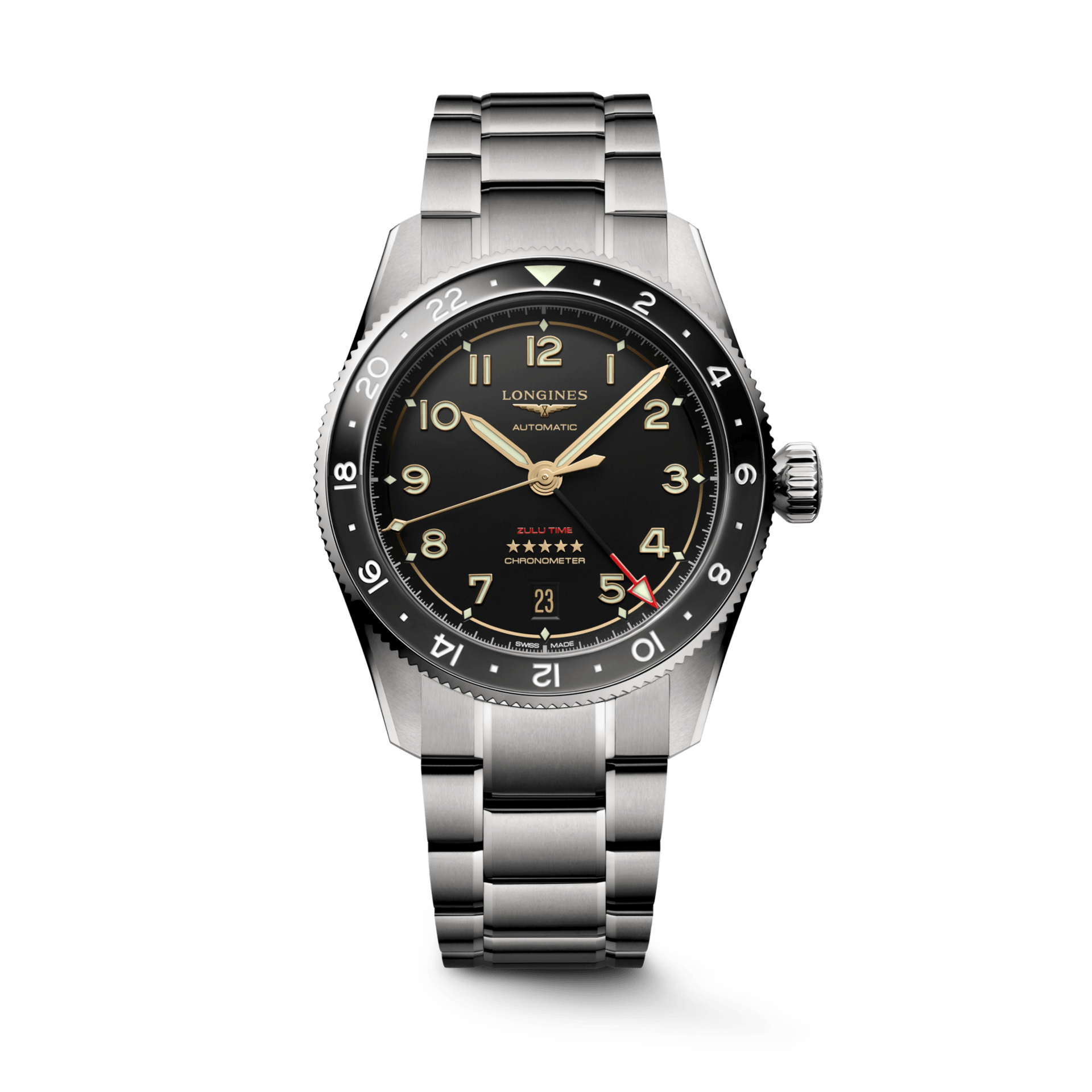 Longines Spirit Zulu Time 39mm Titanium Men's Watch L38021536