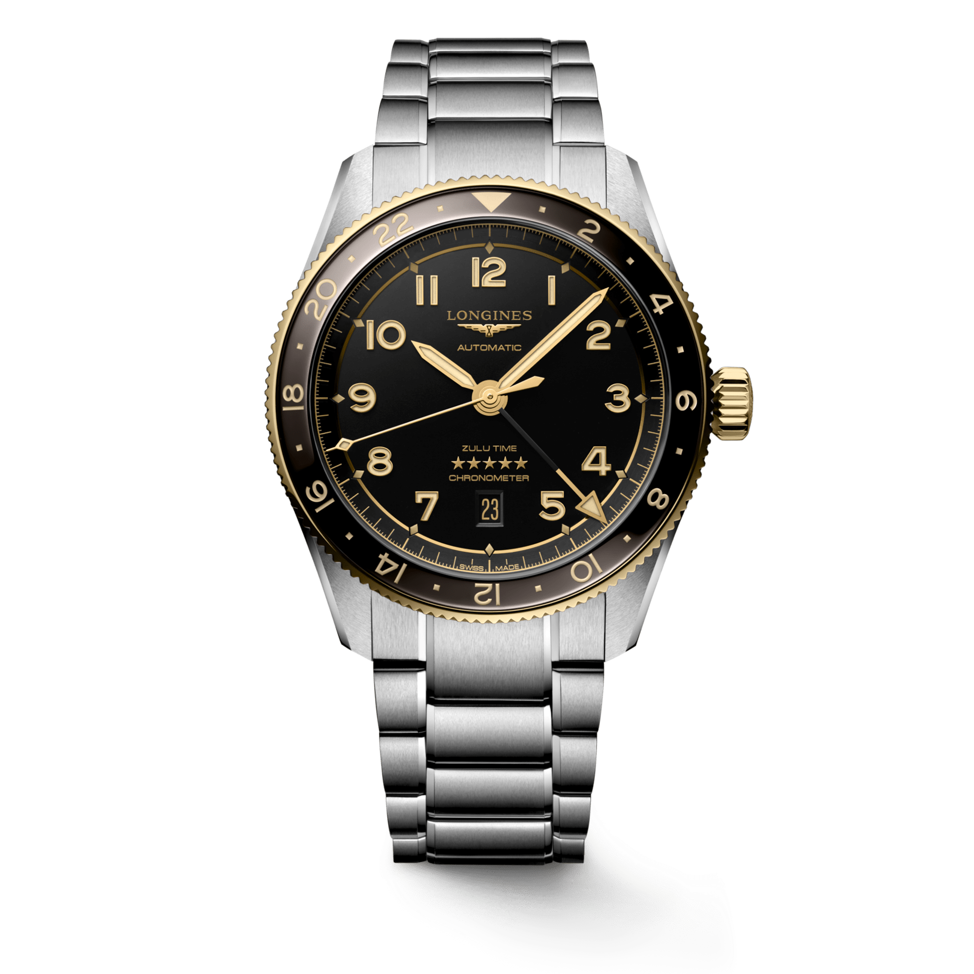 Longines Spirit Zulu Time 18K Stainless Steel Men's Watch L38125536