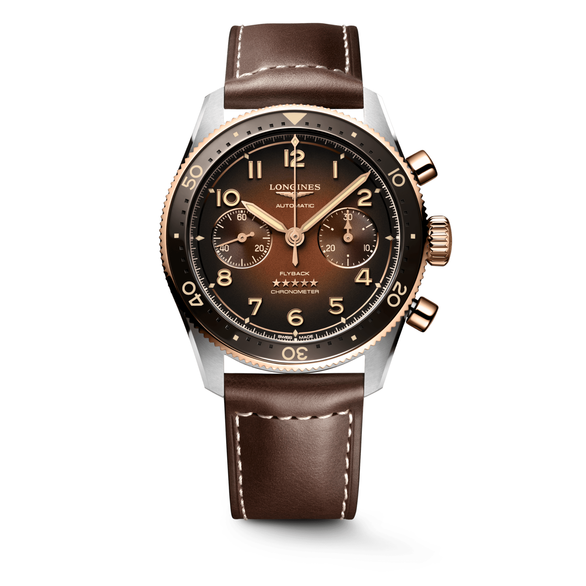 Longines Spirit Flyback 42mm Chronograph Brown Sunray Men's Watch L38215592
