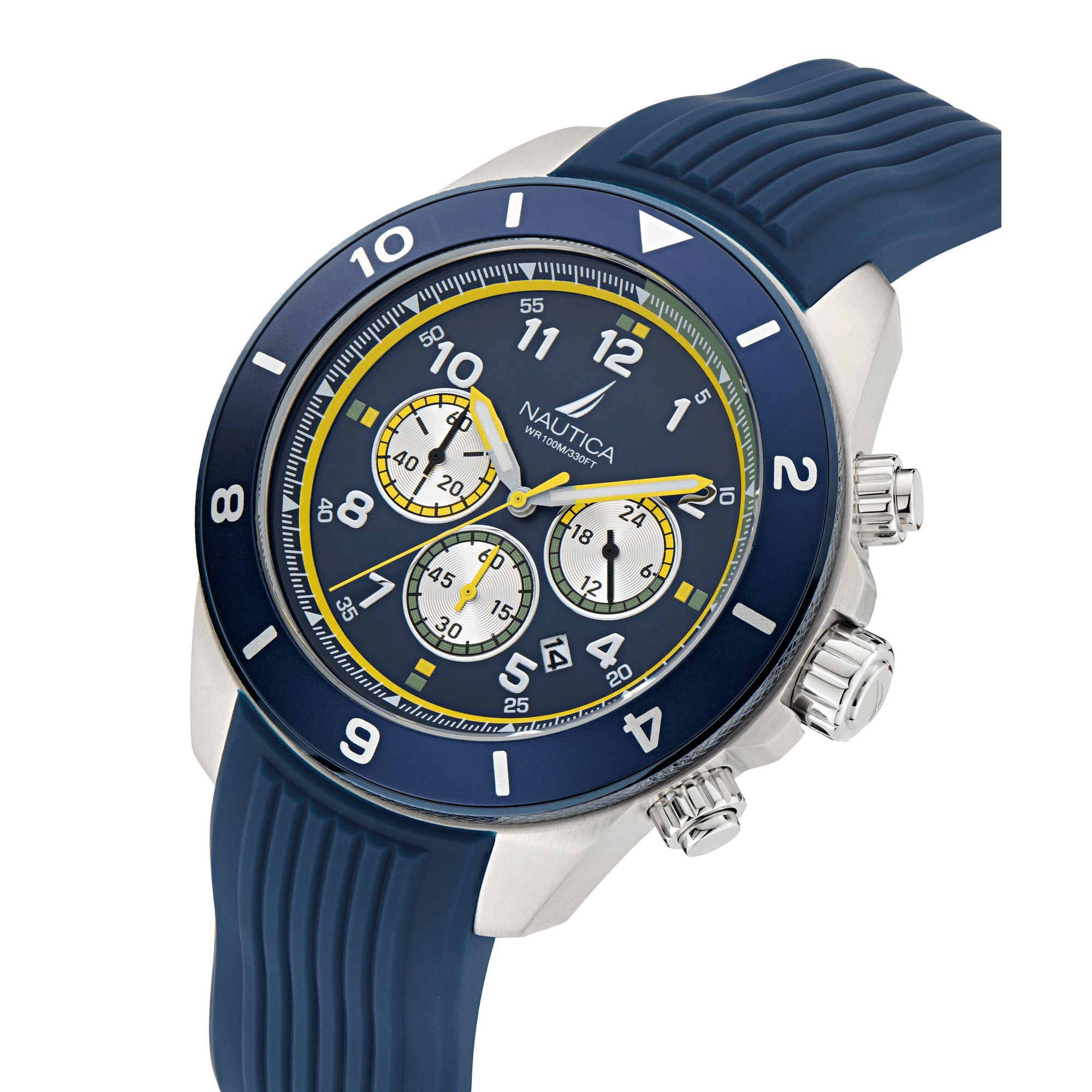 Nautica Sporty One 48mm Chronograph Blue Rubber Men's Watch NAPNOS402